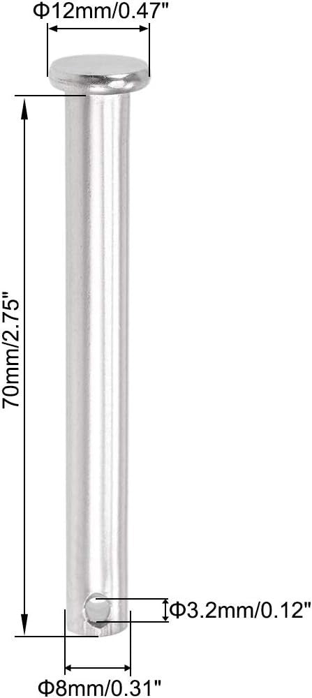 5pcs 8mm x 70mm Clevis Pins Flat Head 304 Stainless Steel Hinge Pins2