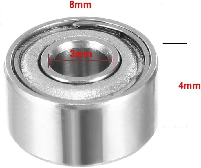 20pcs 3x8x4mm Double Shielded Mini Deep Groove Ball Bearings Chrome Steel3