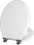 Angel Shield Soft Close Wooden Toilet Seat White Oval Quick Release Adjustable0