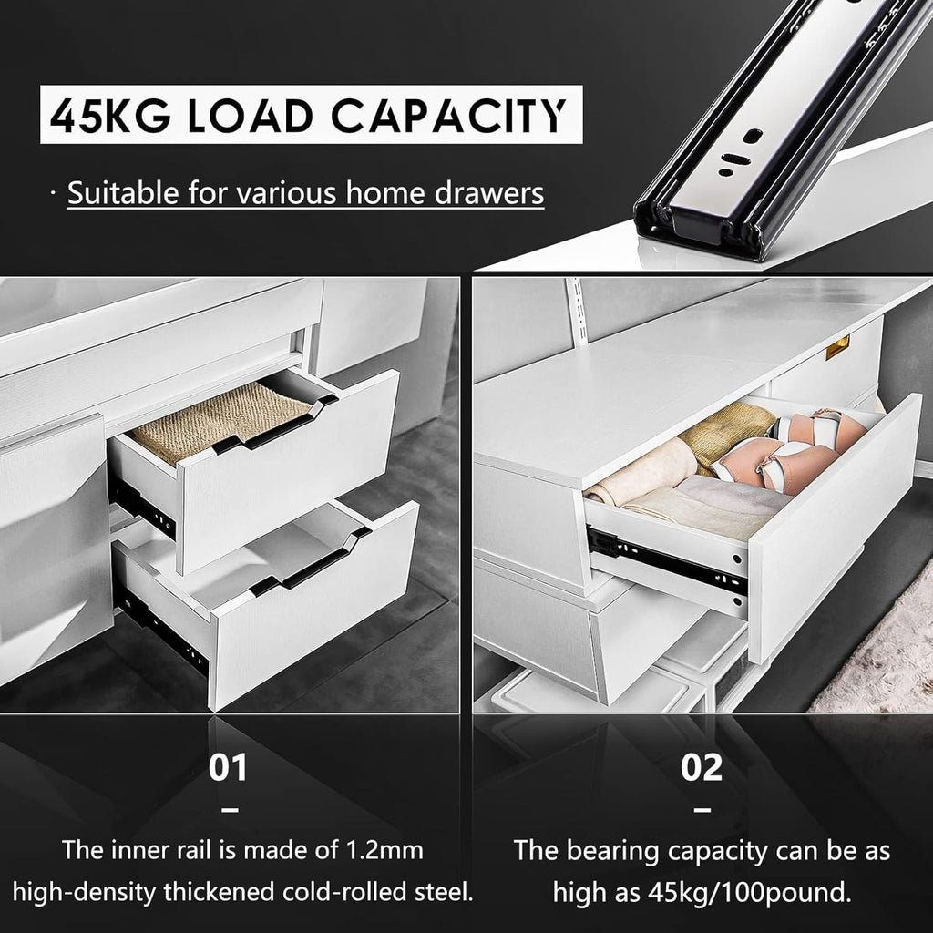 AOLISHENG 550mm Drawer Runners Heavy Duty 45kg Ball Bearing Slides 5 Pairs4