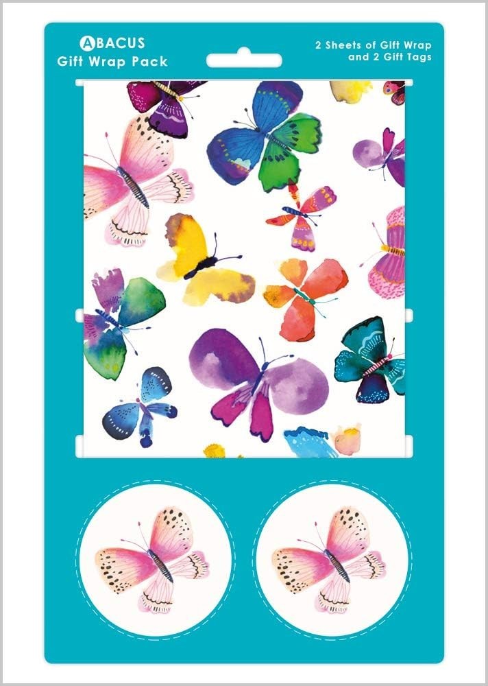 Butterfly Gift Wrapping Paper Pack – 2 Sheets & 2 Tags, Recyclable2