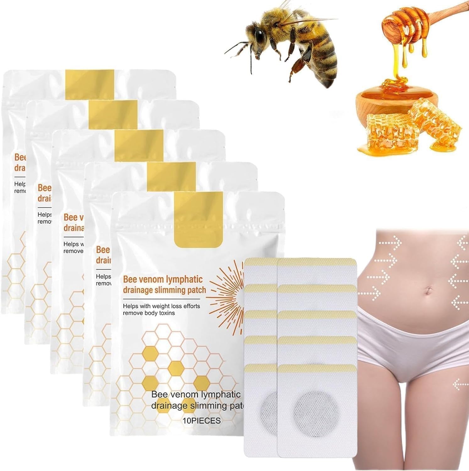 Bee Venom Slimming Patches Lymphatic Drainage Weight Loss For Women & Men 5 Box0