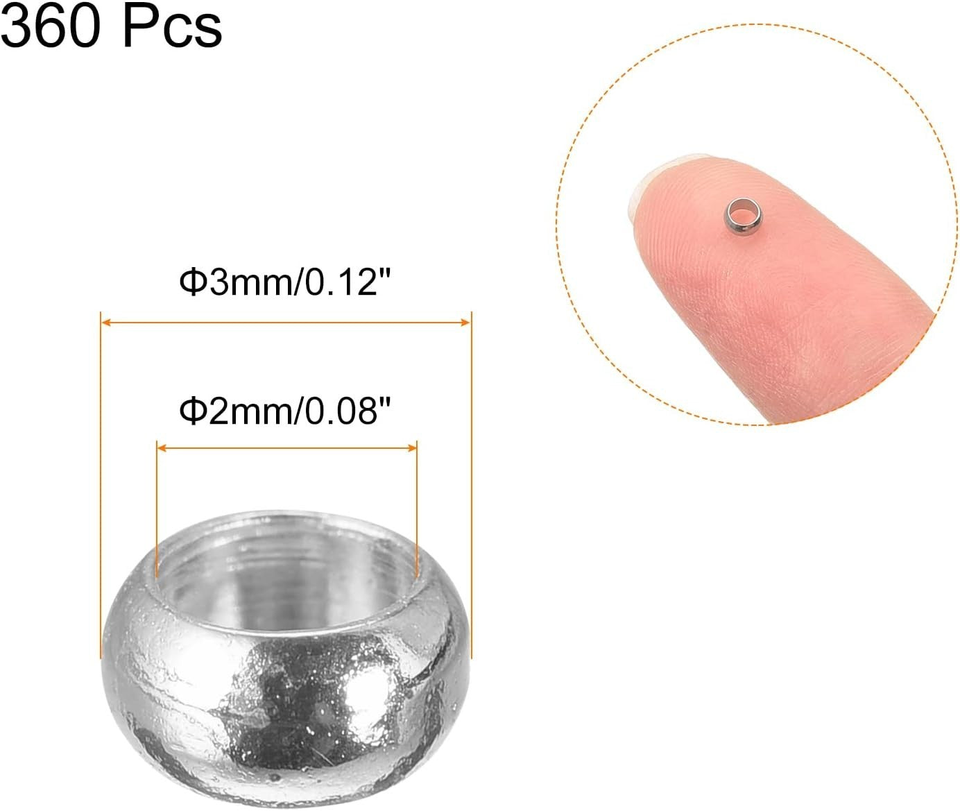 360pcs 3mm Round Crimp Beads Silver Tone Jewelry Spacer DIY Bracelet Making1