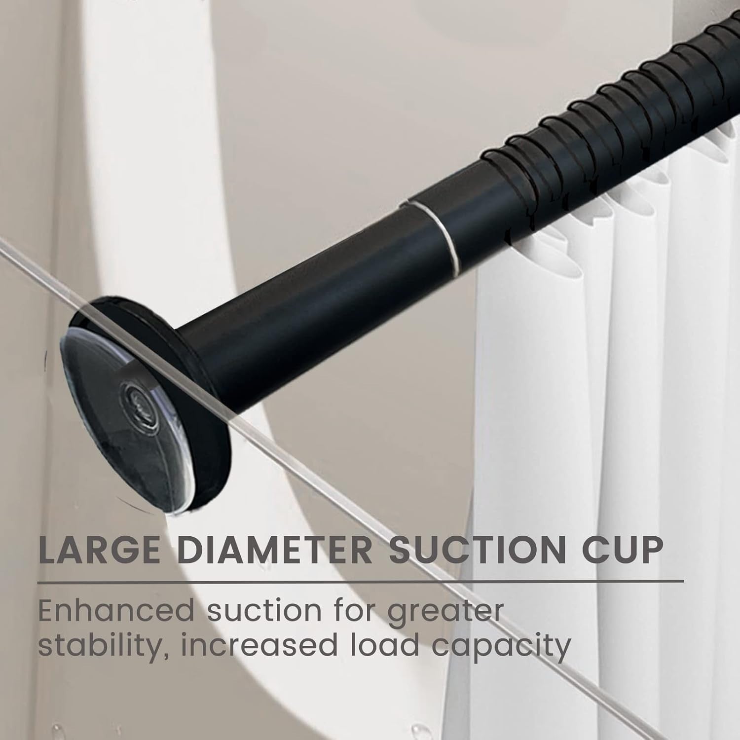 Bicolic Extendable Shower Curtain Pole No Drill Tension Rod 140–250cm Black4