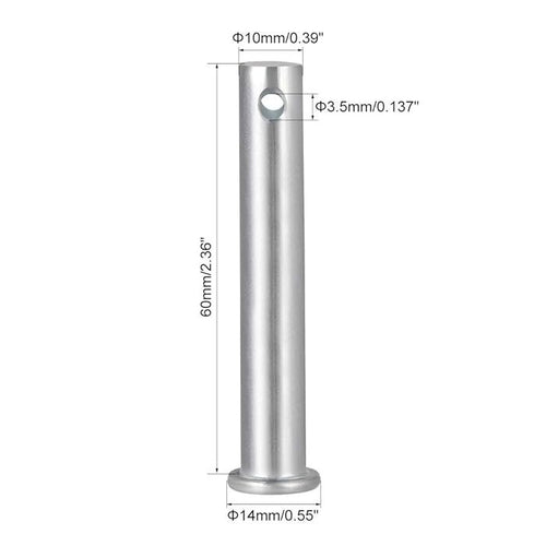 10pcs 10mm x 60mm Clevis Pins Flat Head Zinc-Plated Steel Single Hole1