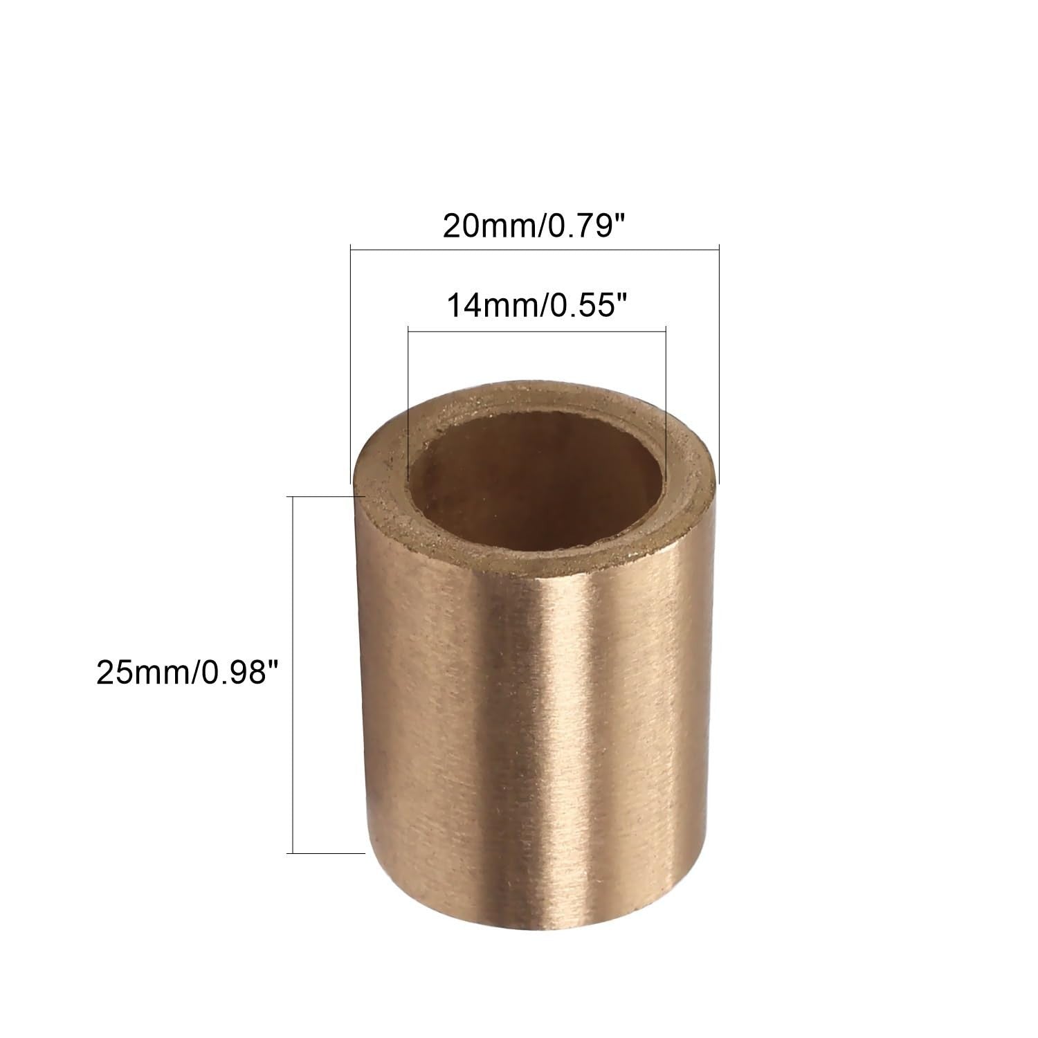 Aicosineg Bronze Plain Bearing Sleeve 14mm Bore 20mm OD 25mm Sintered 3pcs3