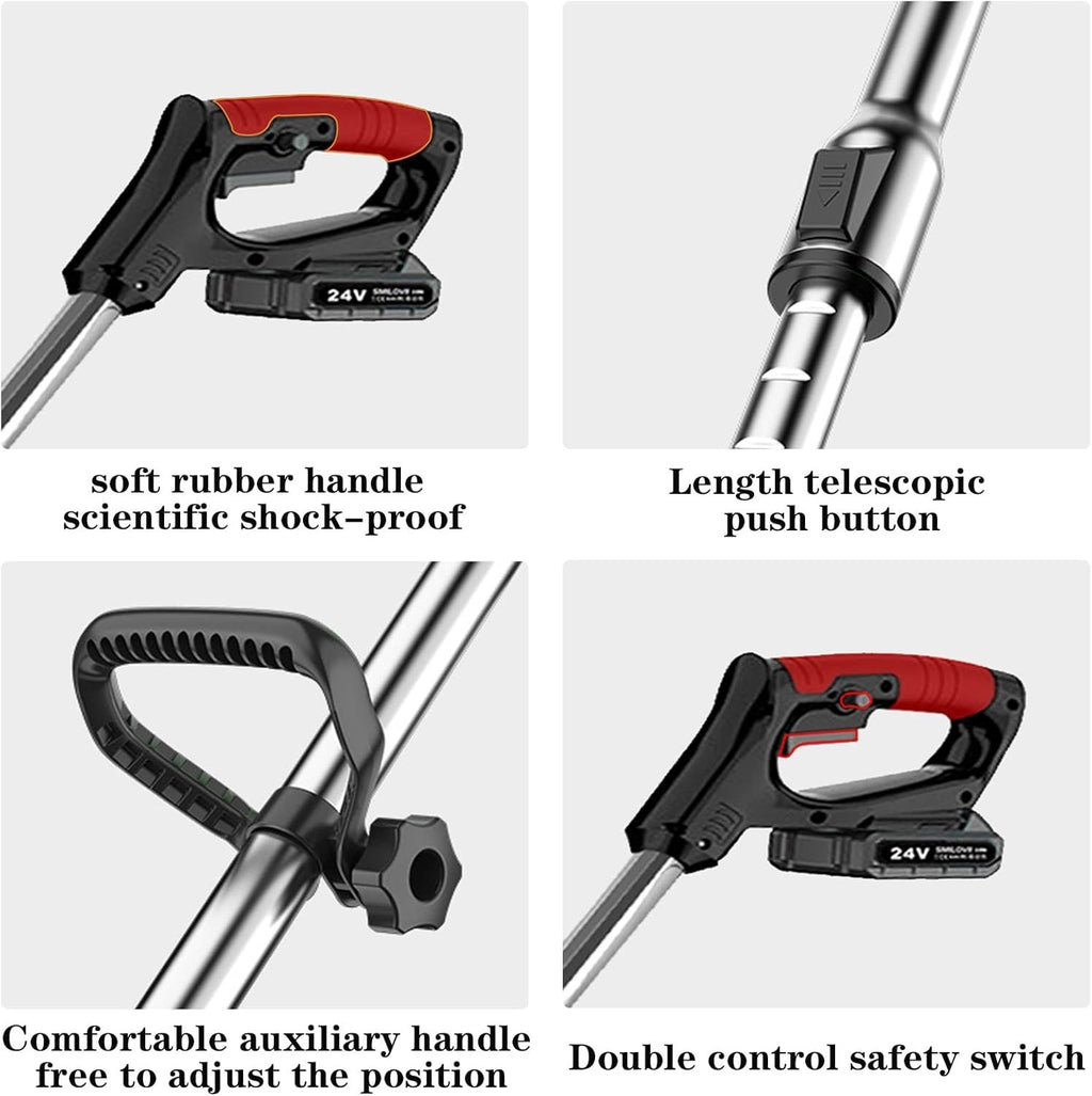 21V Cordless Grass Strimmer Telescopic Lightweight Trimmer 2x Battery 15cm3