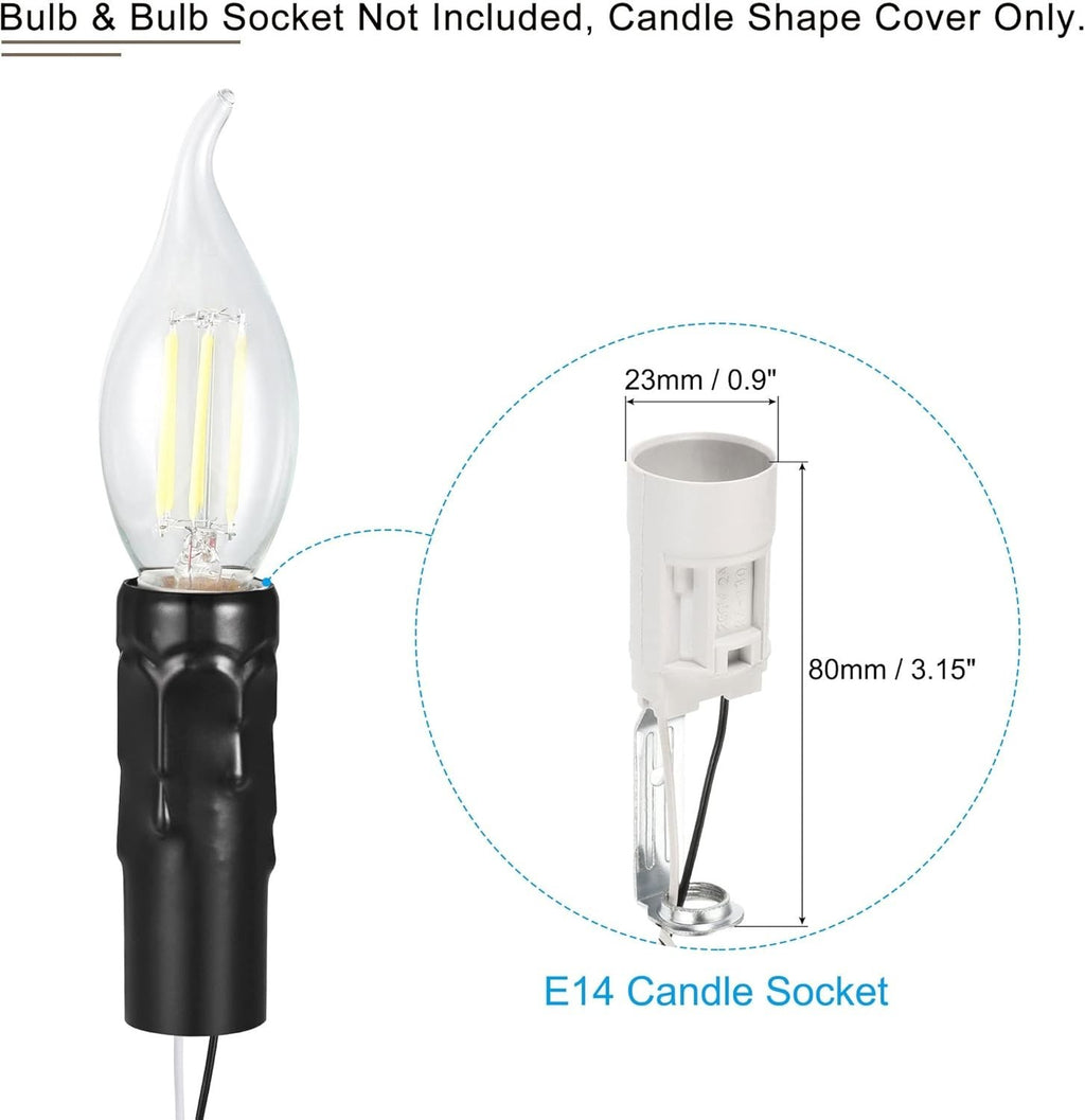 Candle Shape Socket Covers E14 Chandelier Iron 3" Black Pack of 63