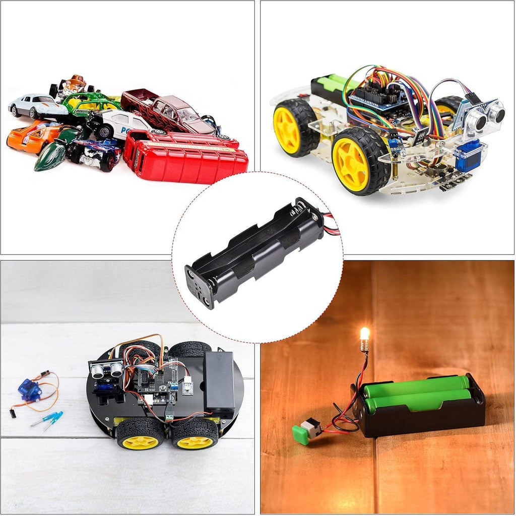 AA Battery Holder Case 8 Slots 1.5V with Switch 2-Wire Lead 6pcs4