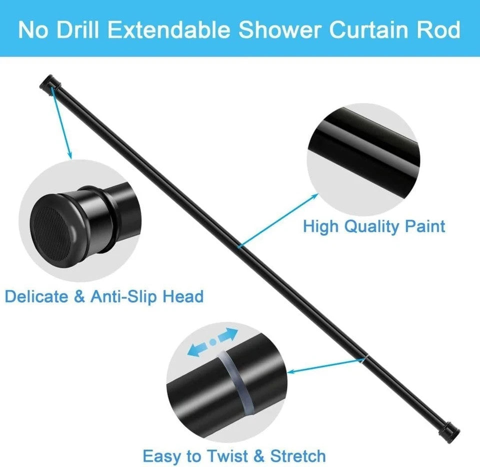Aiitomg Tension Rod 73-145 cm No-Drill Extendable Shower/Window/Wardrobe Rail Wh2