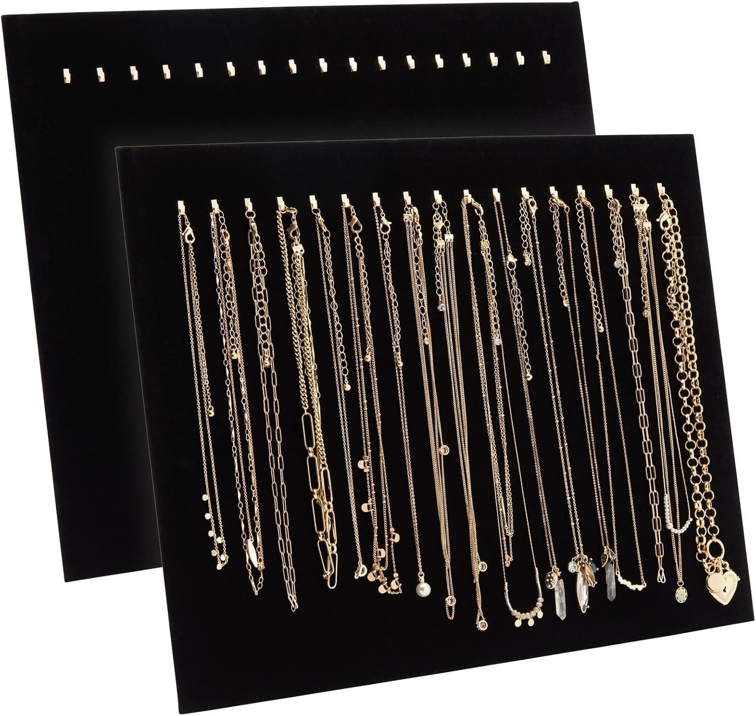 Black Velvet Jewelry Display Necklace Stand Board with Hooks Boutique0