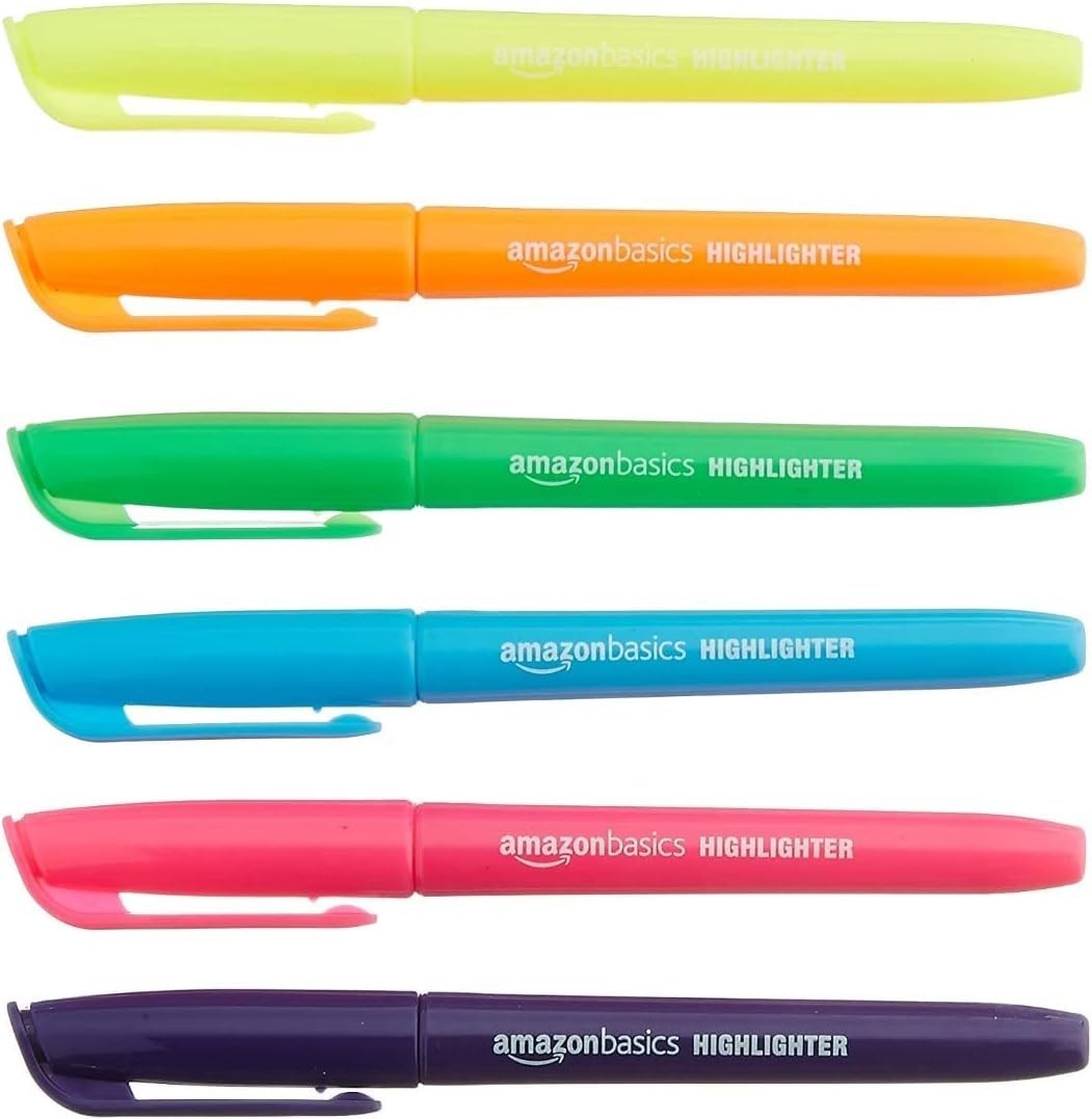 Amazon Basics Highlighters Chisel Tip Bright Assorted Colours Pack of 120