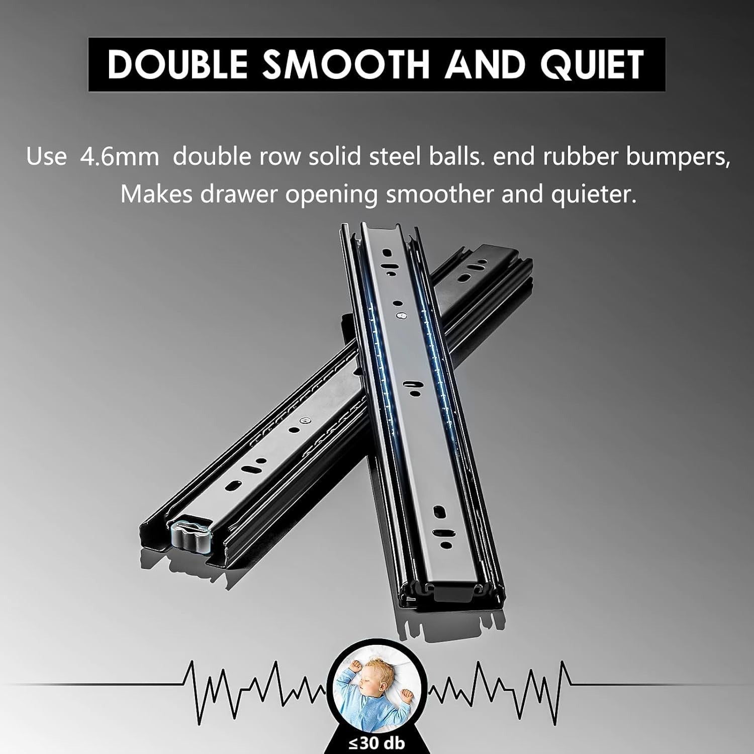 AOLISHENG 550mm Drawer Runners Heavy Duty 45kg Ball Bearing Slides 5 Pairs2