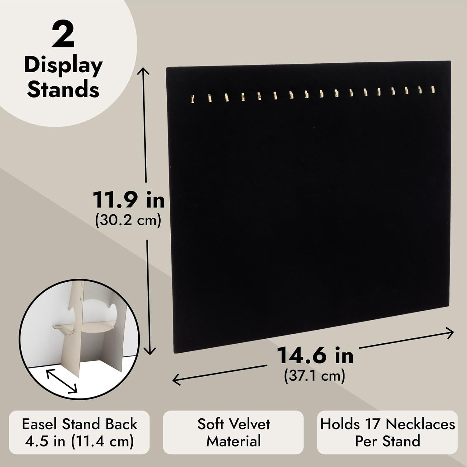 Black Velvet Jewelry Display Necklace Stand Board with Hooks Boutique2