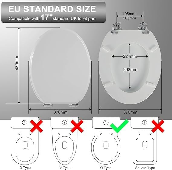 Angel Shield Soft Close Wooden Toilet Seat White Oval Quick Release Adjustable1