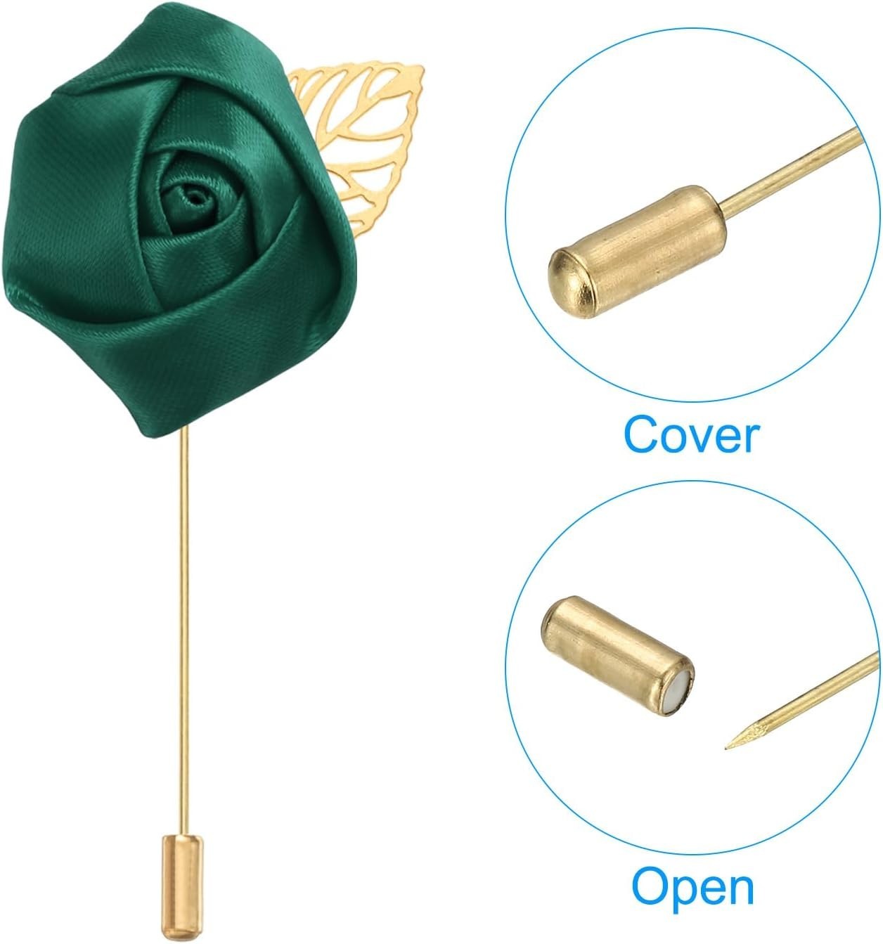 10 Pack Dark Green Rose Boutonnieres Lapel Pins for Men Wedding Prom Party2