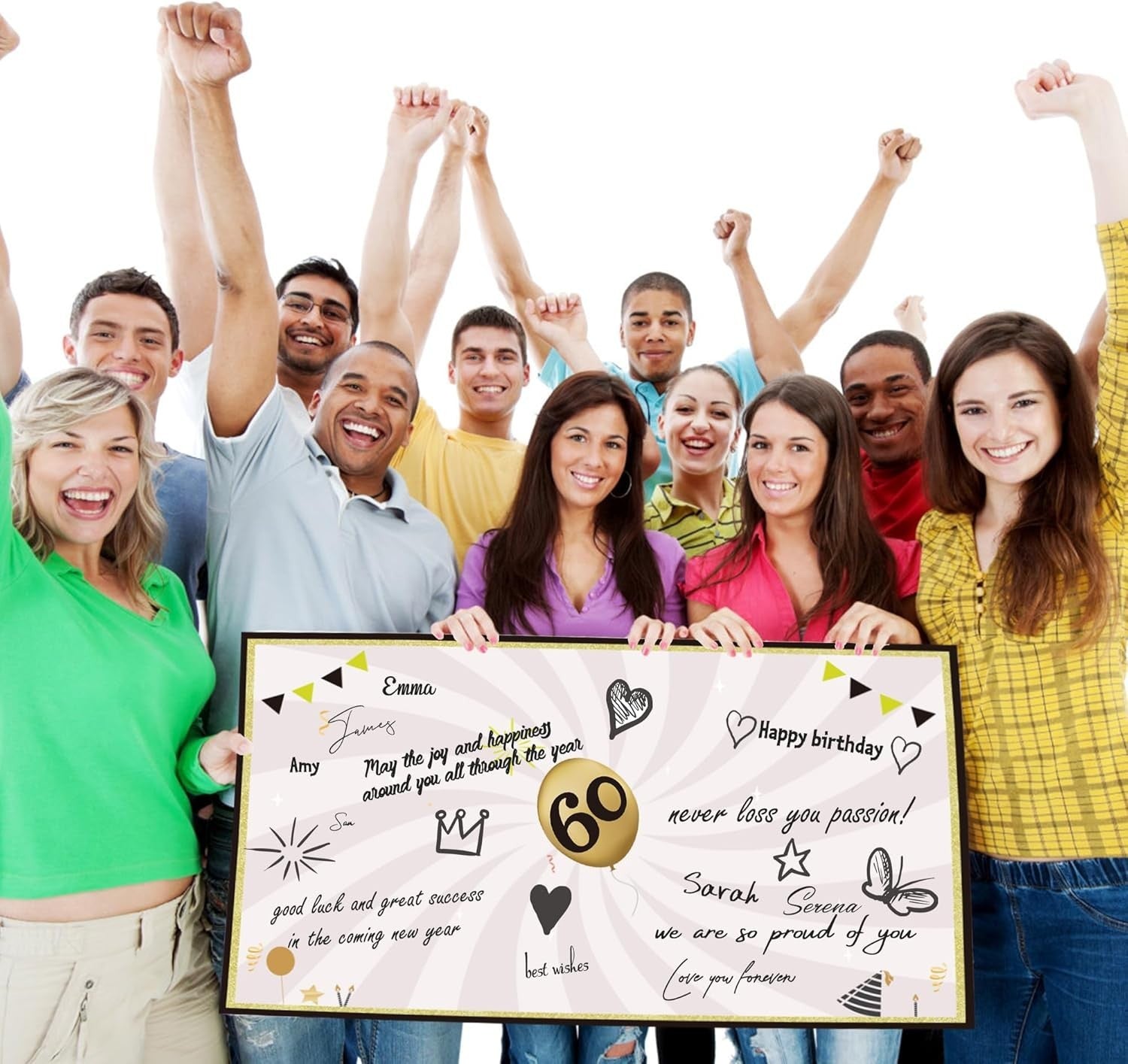 60th Birthday Card for Men & Women Happy 60 Birthday Greeting with Envelope3