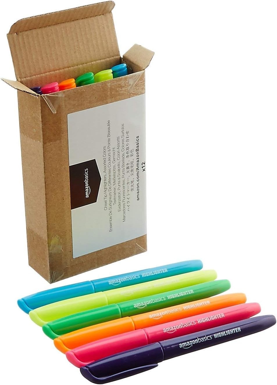 Amazon Basics Highlighters Chisel Tip Bright Assorted Colours Pack of 121