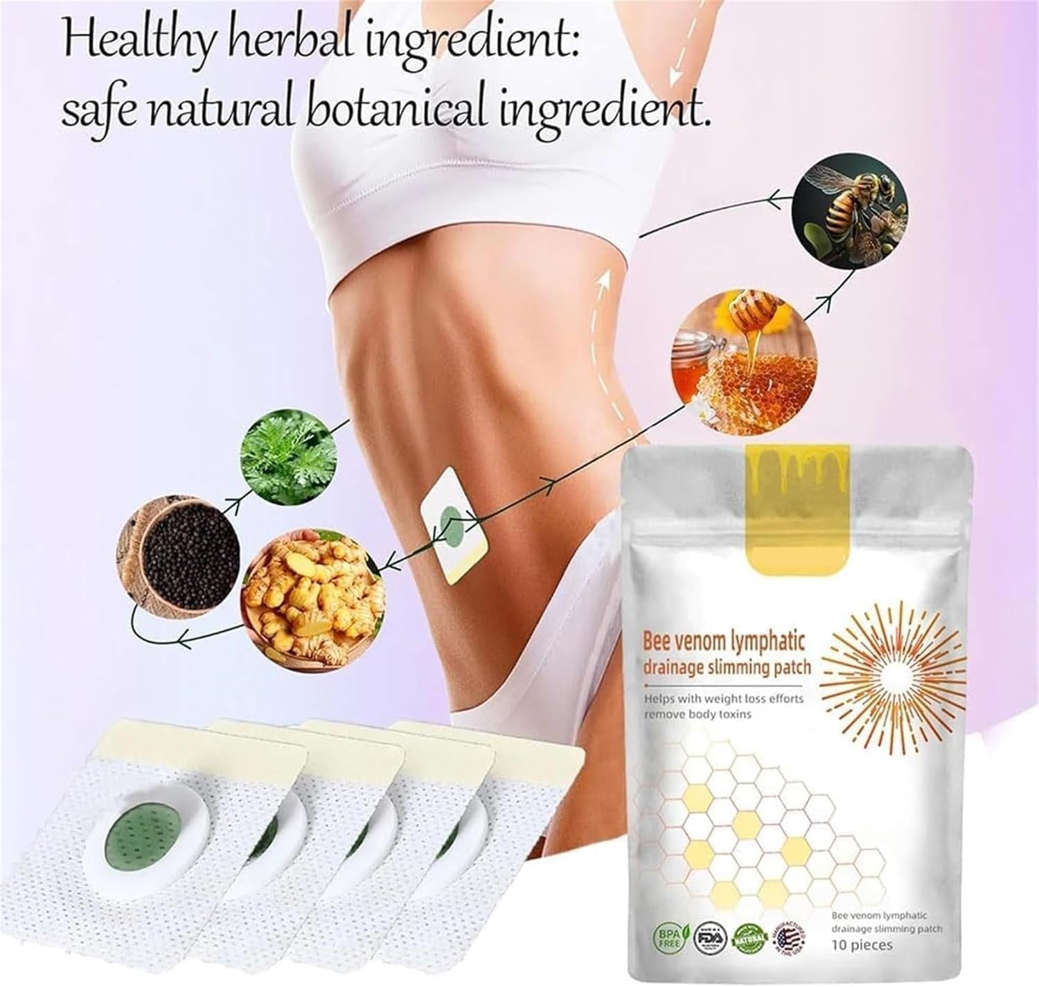 Bee Venom Slimming Patches Lymphatic Drainage Weight Loss For Women & Men 5 Box2