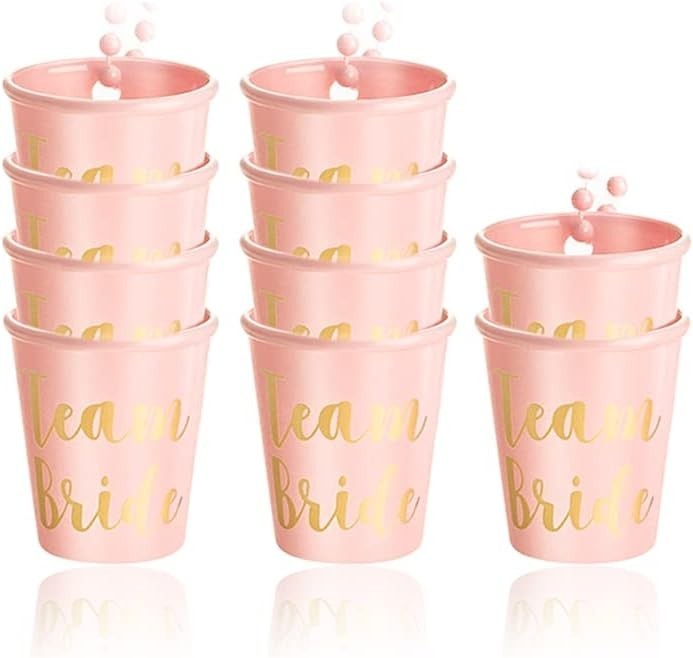 12pcs Bridal Shot Glass Necklace Set Bride to Be Team Bride Party Glasses1