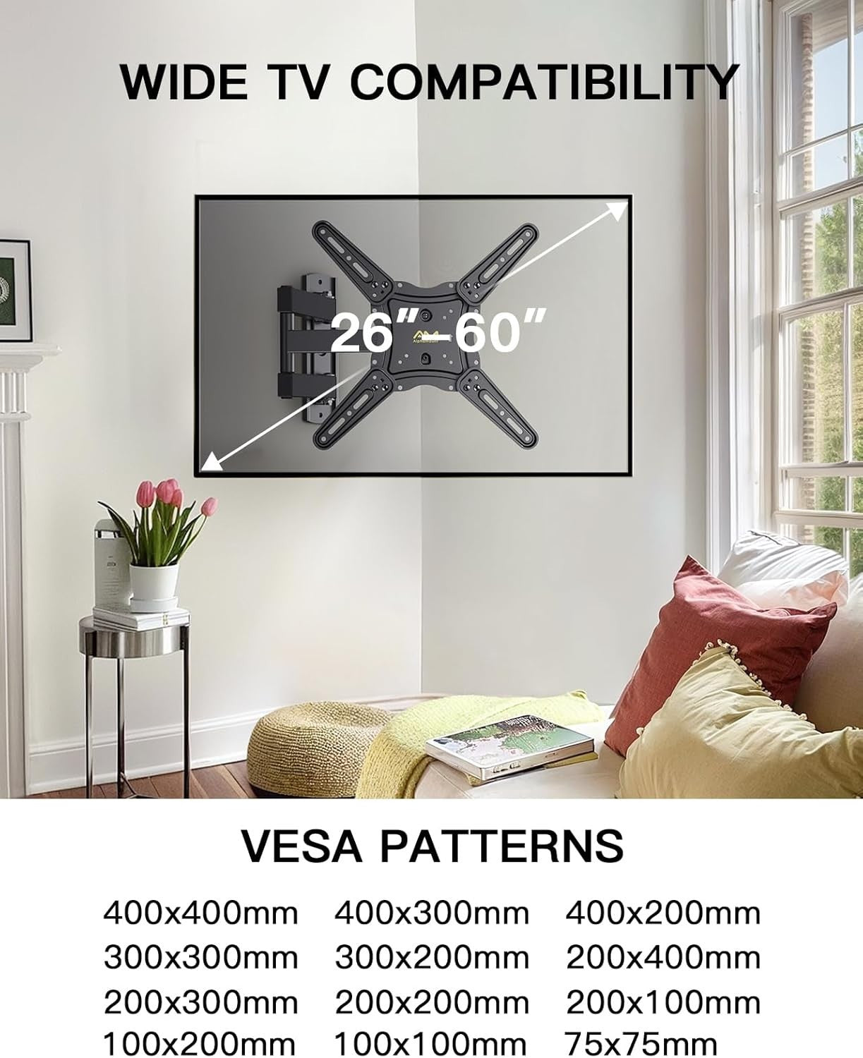 Alphamount TV Wall Bracket 26–60 Inch Tilt Swivel Extend Mount VESA 400x4001