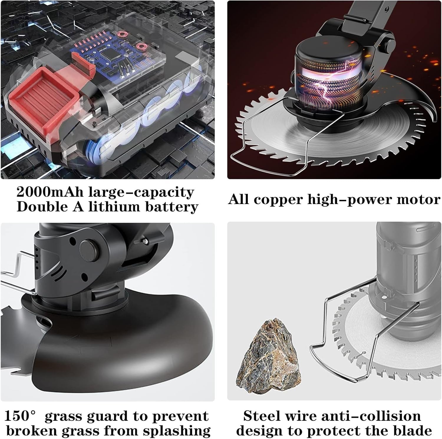 21V Cordless Grass Strimmer Telescopic Lightweight Trimmer 2x Battery 15cm4