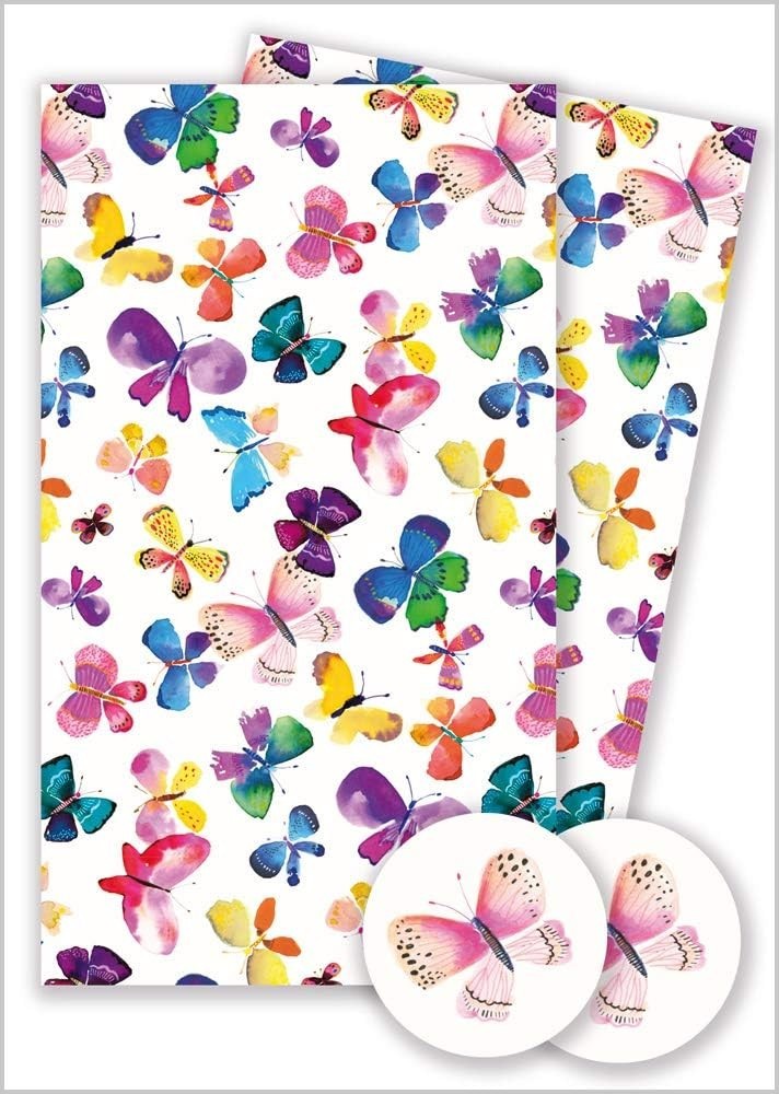 Butterfly Gift Wrapping Paper Pack – 2 Sheets & 2 Tags, Recyclable1