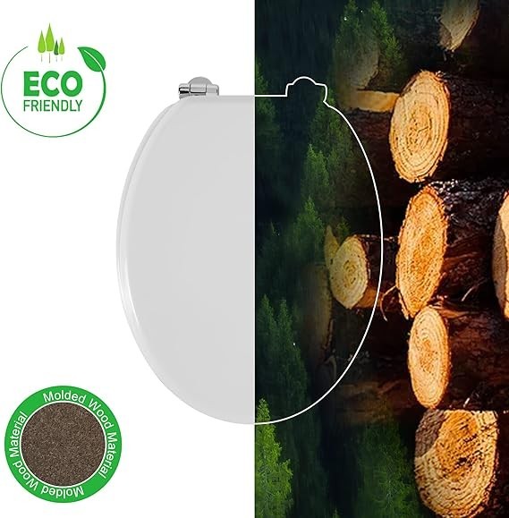 Angel Shield Soft Close Wooden Toilet Seat White Oval Quick Release Adjustable4